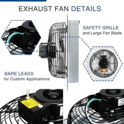 Edendirect 20 in. 3368 CFM Silver Exhaust Electric Powered Gable Mount Shutter Fan/Vent, Aluminum High Speed 1190 RPM -Fans Shop sliver edendirect wall mounted fans dhs0ra220421007 1f 1000