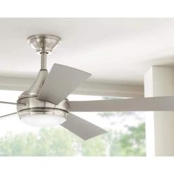Home Decorators Collection Hanlon 52 in. Integrated LED Indoor/Outdoor Stainless Steel Ceiling Fan with Light Kit and Wall Control -Fans Shop stainless steel home decorators collection ceiling fans with lights yg533 sst bn 40 1000