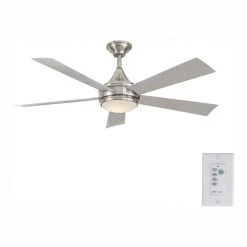 Home Decorators Collection Hanlon 52 in. Integrated LED Indoor/Outdoor Stainless Steel Ceiling Fan with Light Kit and Wall Control