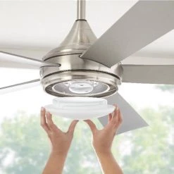 Home Decorators Collection Hanlon 52 in. Integrated LED Indoor/Outdoor Stainless Steel Ceiling Fan with Light Kit and Wall Control -Fans Shop stainless steel home decorators collection ceiling fans with lights yg533 sst bn a0 1000