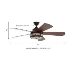Hampton Bay Savona 52 in. LED Weathered Bronze Ceiling Fan with Light and Remote Control -Fans Shop weathered bronze hampton bay ceiling fans with lights ac386led wb a0 1000
