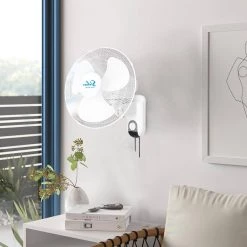 Amucolo 2 Pack 16 in. Indoor White Wall Mount Fan with Adjustable Tilt and Quiet Operation Oscillating -Fans Shop white amucolo wall mounted fans dhs chhi c16x2 31 1000