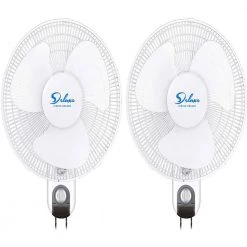 Amucolo 2 Pack 16 in. Indoor White Wall Mount Fan with Adjustable Tilt and Quiet Operation Oscillating