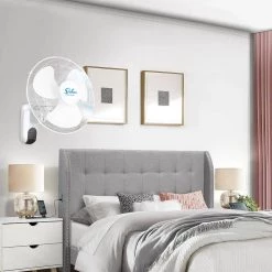 Amucolo 2 Pack 16 in. Indoor White Wall Mount Fan with Remote Control and 3 Oscillating Modes -Fans Shop white amucolo wall mounted fans dhs chhi t16x2 31 1000