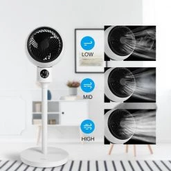 Aoibox 7 in. Indoor Stand Pedestal Fan, Air Circulation Fan with 3-Speed, 15-Hour Timer, 70° Oscillation, Remote Control, White -Fans Shop white aoibox pedestal fans snmx2860 4f 1000