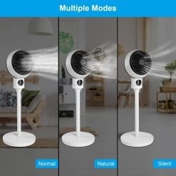 Aoibox 7 in. Indoor Stand Pedestal Fan, Air Circulation Fan with 3-Speed, 15-Hour Timer, 70° Oscillation, Remote Control, White -Fans Shop white aoibox pedestal fans snmx2860 66 1000