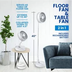 As Seen on TV 2-in-1 Adjustable Height 40 in. Unique Foldable and Portable My Foldaway Rechargeable Floor and Table Fan 10 As Seen on TV 2-in-1 Adjustable Height 40 in. Unique Foldable and Portable My Foldaway Rechargeable Floor and Table Fan -Fans Shop white as seen on tv pedestal fans 7039 4f 1000