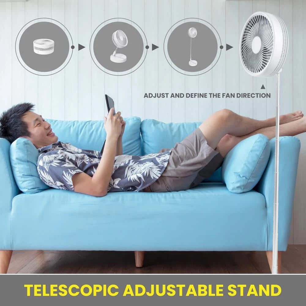 As Seen on TV 2-in-1 Adjustable Height 40 in. Unique Foldable and Portable My Foldaway Rechargeable Floor and Table Fan 7 As Seen on TV 2-in-1 Adjustable Height 40 in. Unique Foldable and Portable My Foldaway Rechargeable Floor and Table Fan - Image 7