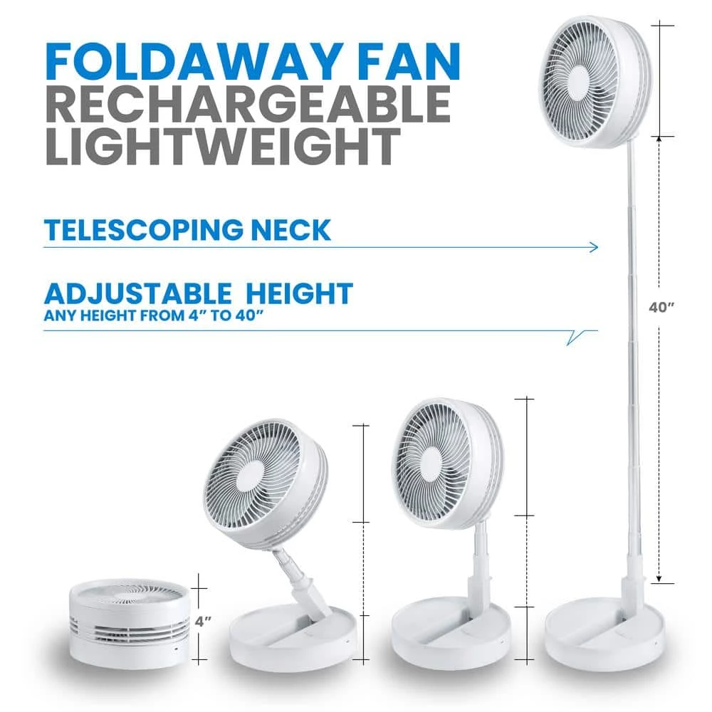 As Seen on TV 2-in-1 Adjustable Height 40 in. Unique Foldable and Portable My Foldaway Rechargeable Floor and Table Fan 2 As Seen on TV 2-in-1 Adjustable Height 40 in. Unique Foldable and Portable My Foldaway Rechargeable Floor and Table Fan - Image 2