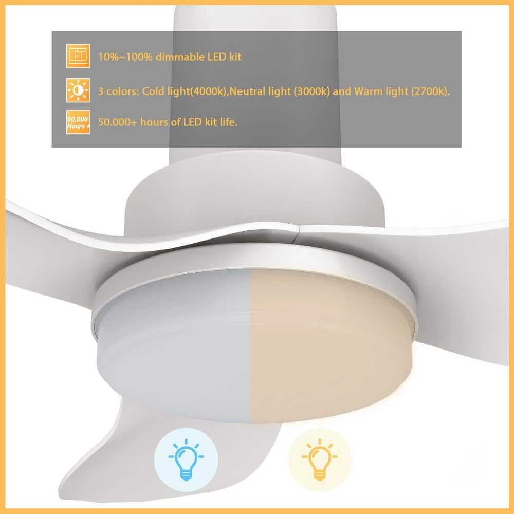 CARRO Daisy 36 in. Dimmable LED Indoor/Outdoor White Smart Ceiling Fan with Light and Remote, Works with Alexa/Google Home 6 CARRO Daisy 36 in. Dimmable LED Indoor/Outdoor White Smart Ceiling Fan with Light and Remote, Works with Alexa/Google Home - Image 6