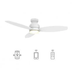 CARRO Trendsetter 48 in. Dimmable LED Indoor/Outdoor White Smart Ceiling Fan with Light and Remote, Works w/Alexa/Google Home