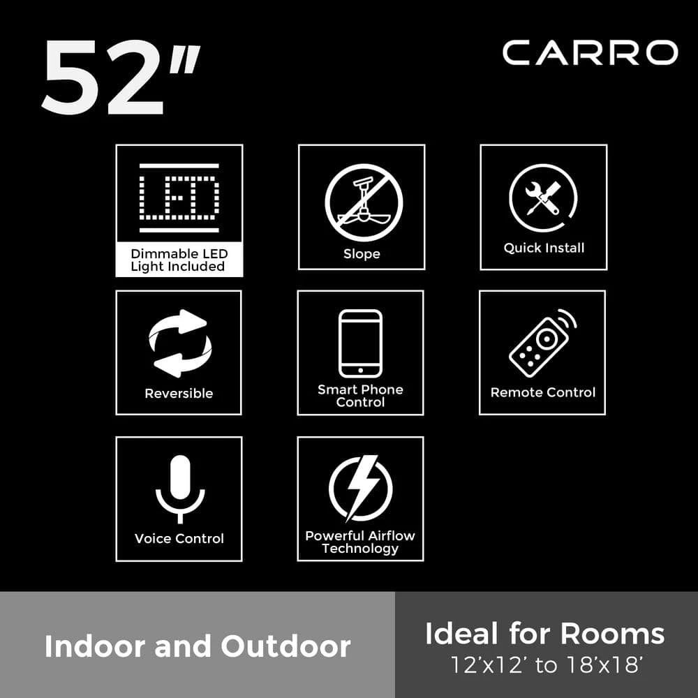 CARRO Trendsetter 52 in. Dimmable LED Indoor/Outdoor White Smart Ceiling Fan with Light and Remote, Works w/Alexa/Google Home 6 CARRO Trendsetter 52 in. Dimmable LED Indoor/Outdoor White Smart Ceiling Fan with Light and Remote, Works w/Alexa/Google Home - Image 6