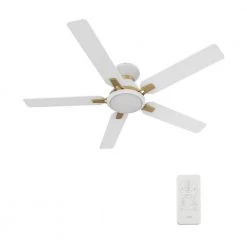 CARRO Essex 52 in. Integrated LED Indoor/Outdoor White Smart Ceiling Fan with Light and Remote, Works w/Alexa/Google Home -Fans Shop white carro ceiling fans with lights hs525j l12 w1 1g fm fa 1000