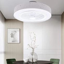 OUKANING 21 in. Integrated LED Indoor White Smart Enclosed Ceiling Fan with light 16 OUKANING 21 in. Integrated LED Indoor White Smart Enclosed Ceiling Fan with light -Fans Shop white ceiling fans with lights hg wmtzxl 3023 fa 1000