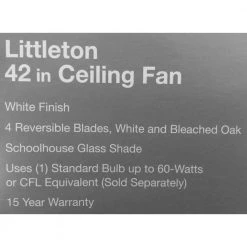 Unbranded Littleton 42 in. LED Indoor White Ceiling Fan with Light Kit -Fans Shop white ceiling fans with lights ub42s wh sh 1f 1000