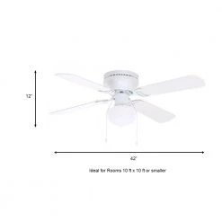 Unbranded Littleton 42 in. LED Indoor White Ceiling Fan with Light Kit -Fans Shop white ceiling fans with lights ub42s wh sh a0 1000