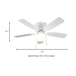 Unbranded Kennesaw 42 in. LED Indoor White Ceiling Fan with Light Kit -Fans Shop white ceiling fans with lights uc42v wh shc a0 1000