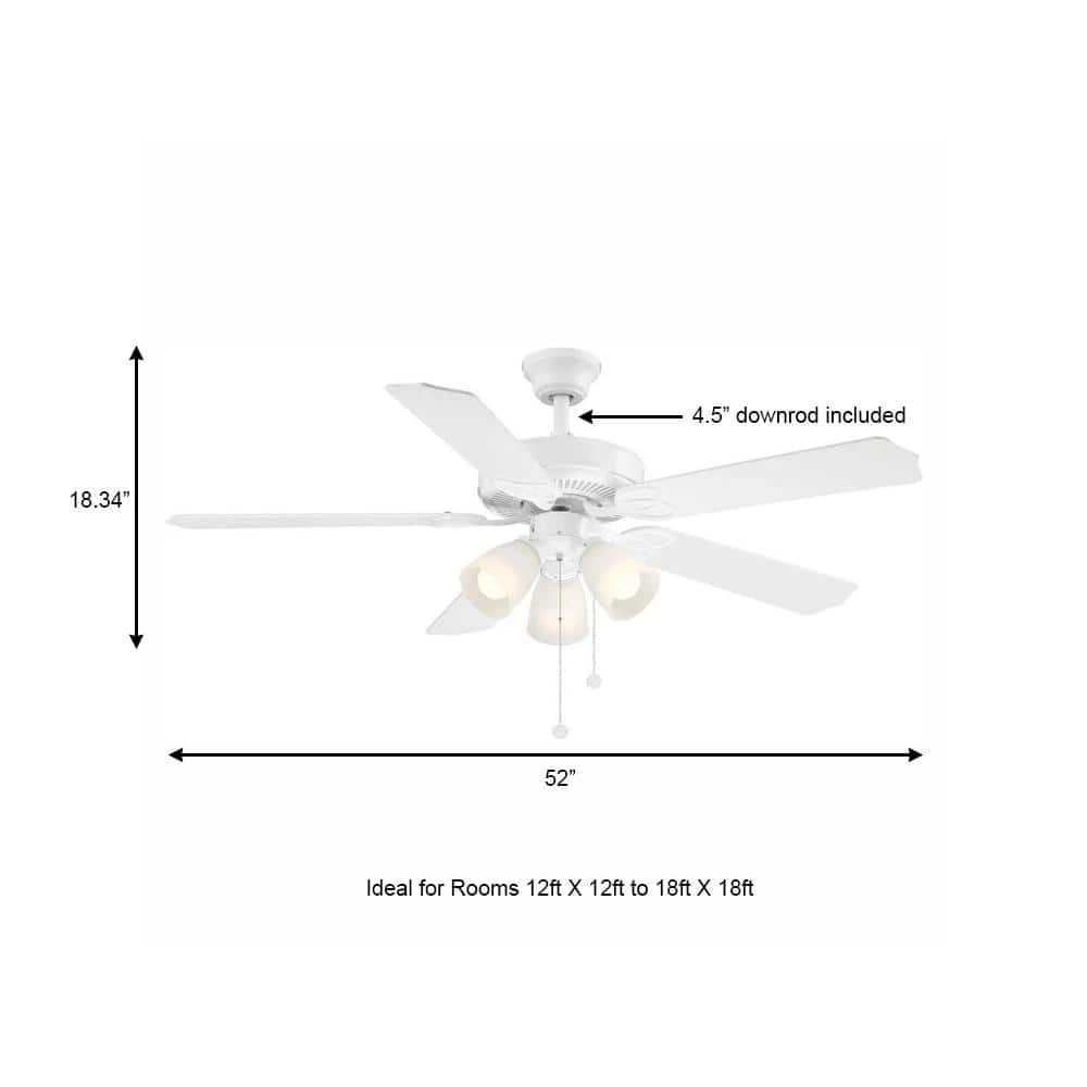 Unbranded Brookhurst 52 in. LED Indoor White Ceiling Fan with Light Kit 4 Unbranded Brookhurst 52 in. LED Indoor White Ceiling Fan with Light Kit - Image 4