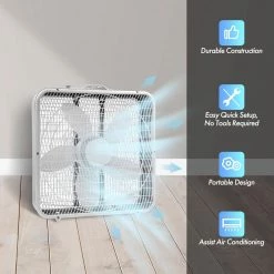 Comfort Zone 20 in. White High Performance Box Fan with Carry Handle 16 Comfort Zone 20 in. White High Performance Box Fan with Carry Handle -Fans Shop white comfort zone box fans cz200a 4f 1000
