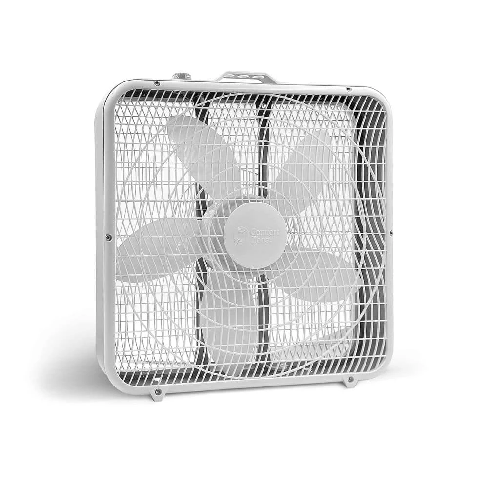 Comfort Zone 20 in. White High Performance Box Fan with Carry Handle 1 Comfort Zone 20 in. White High Performance Box Fan with Carry Handle