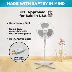 Comfort Zone 16 in. Oscillating Pedestal Fan in White -Fans Shop white comfort zone pedestal fans czst161bte 31 1000