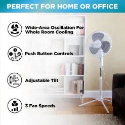 Comfort Zone 16 in. Oscillating Pedestal Fan in White -Fans Shop white comfort zone pedestal fans czst161bte 4f 1000