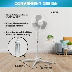 Comfort Zone 16 in. Oscillating Pedestal Fan in White -Fans Shop white comfort zone pedestal fans czst161bte d4 1000