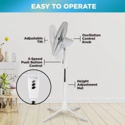 Comfort Zone 18 in. White Oscillating Pedestal Fan with Adjustable Height -Fans Shop white comfort zone pedestal fans czst185wt 1f 1000