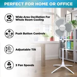 Comfort Zone 18 in. White Oscillating Pedestal Fan with Adjustable Height -Fans Shop white comfort zone pedestal fans czst185wt c3 1000