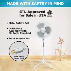 Comfort Zone 18 in. White Oscillating Pedestal Fan with Adjustable Height -Fans Shop white comfort zone pedestal fans czst185wt d4 1000