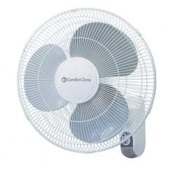 Comfort Zone 16 in. White Oscillating 3-Speed Wall-Mount Fan with Adjustable Tilt