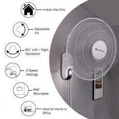 Comfort Zone 16 in. White Oscillating 3-Speed Wall-Mount Fan with Adjustable Tilt -Fans Shop white comfort zone wall mounted fans cz16w a0 1000