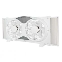 Comfort Zone 9 in. 3-Speed Expandable Reversible Twin Window Fan with Remote Control and Removable Cover and Bug Screen -Fans Shop white comfort zone window fans cz310r 44 1000