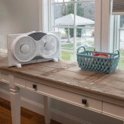 Comfort Zone 9 in. 3-Speed Expandable Reversible Twin Window Fan with Remote Control and Removable Cover and Bug Screen -Fans Shop white comfort zone window fans cz310r 76 1000