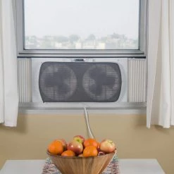 Comfort Zone 9 in. Twin Window Fan with Manually Reversible Airflow Control -Fans Shop white comfort zone window fans cz319wt 1d 1000