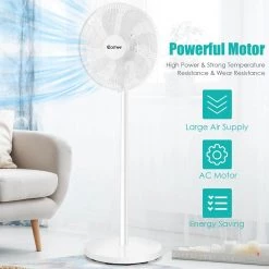 Costway 29 in. x 37.5 in. x 45.5 in. Oscillating Pedestal Fan with Remote Control 11 Costway 29 in. x 37.5 in. x 45.5 in. Oscillating Pedestal Fan with Remote Control -Fans Shop white costway pedestal fans es10006us wh 4f 1000