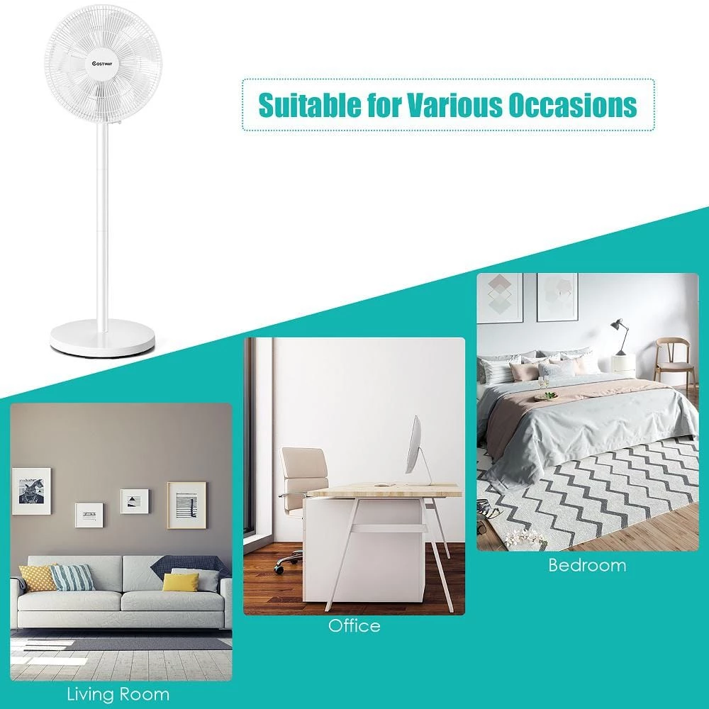 Costway 29 in. x 37.5 in. x 45.5 in. Oscillating Pedestal Fan with Remote Control 2 Costway 29 in. x 37.5 in. x 45.5 in. Oscillating Pedestal Fan with Remote Control - Image 2