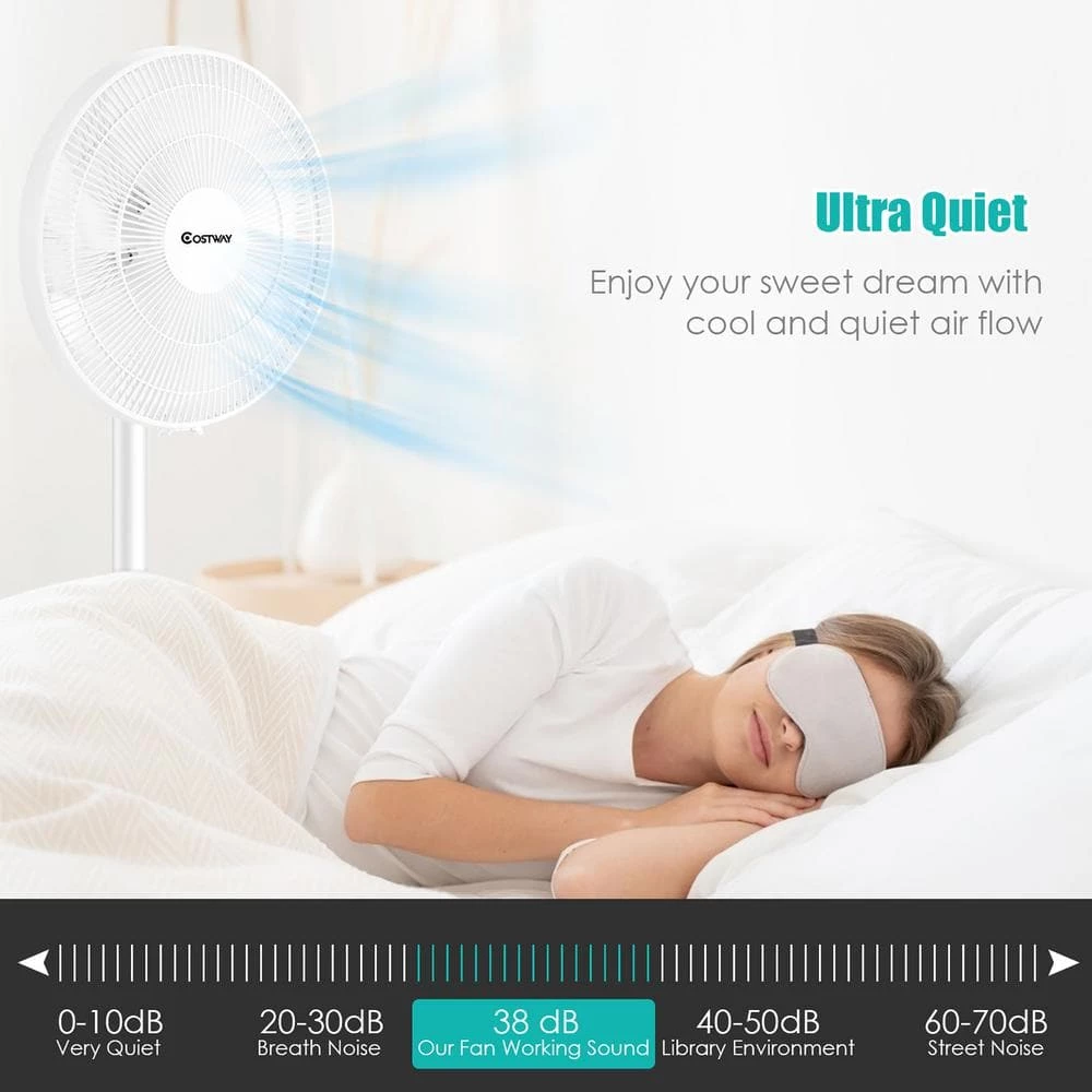 Costway 29 in. x 37.5 in. x 45.5 in. Oscillating Pedestal Fan with Remote Control 7 Costway 29 in. x 37.5 in. x 45.5 in. Oscillating Pedestal Fan with Remote Control - Image 7