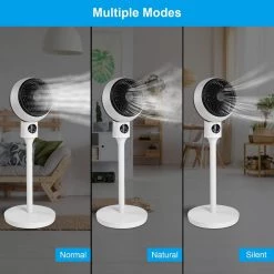 Edendirect 7 in. Circulating Stand Fan with Remote Standing Fans Ocillation 70° Pedestal Fan 3-Speeds,15-Hours Timing LED Display -Fans Shop white edendirect pedestal fans dhs ra 05 1f 1000