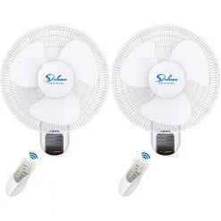 Edendirect 16 in. Digital White Wall Mount Fan with Remote Control 3 Oscillating Modes 3-Speed 72 in. Power Cord (2-Pack)