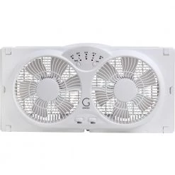 GENESIS Twin Window Fan with 9 in. Blades Adjustable Thermostat and Max Cool Technology ETL Certified -Fans Shop white genesis window fans a1windowfan 4f 1000