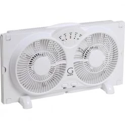 GENESIS Twin Window Fan with 9 in. Blades Adjustable Thermostat and Max Cool Technology ETL Certified -Fans Shop white genesis window fans a1windowfan c3 1000