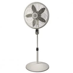 Lasko Elegance and Performance Adjustable-Height 18 in. 3 Speed White Oscillating Pedestal Fan with Timer and Remote Control