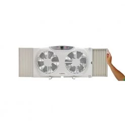 Lasko 9 in. Remote Control Electronically Reversible Twin Window Fan with Thermostat -Fans Shop white lasko window fans w09550 44 1000