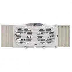 Lasko 9 in. Remote Control Electronically Reversible Twin Window Fan with Thermostat