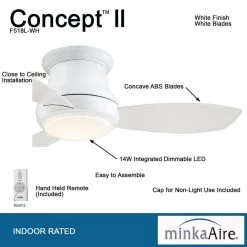 MINKA-AIRE Concept II 44 in. Integrated LED Indoor White Ceiling Fan with Light with Remote Control 15 MINKA-AIRE Concept II 44 in. Integrated LED Indoor White Ceiling Fan with Light with Remote Control -Fans Shop white minka aire ceiling fans with lights f518l wh c3 1000