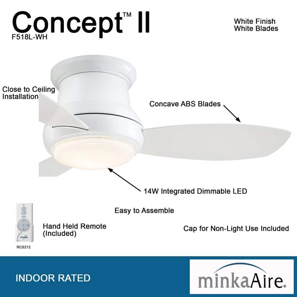 MINKA-AIRE Concept II 44 in. Integrated LED Indoor White Ceiling Fan with Light with Remote Control 6 MINKA-AIRE Concept II 44 in. Integrated LED Indoor White Ceiling Fan with Light with Remote Control - Image 6