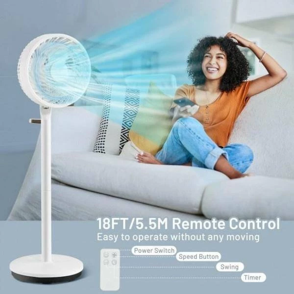 Aoibox Adjustable-Height 9 in. 3 Speed White Portable Oscillating Pedestal Fan 4 Aoibox Adjustable-Height 9 in. 3 Speed White Portable Oscillating Pedestal Fan - Image 4