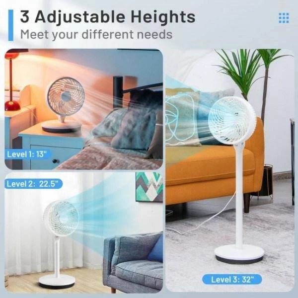 Aoibox Adjustable-Height 9 in. 3 Speed White Portable Oscillating Pedestal Fan 2 Aoibox Adjustable-Height 9 in. 3 Speed White Portable Oscillating Pedestal Fan - Image 2