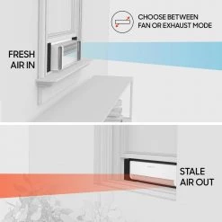 Sharper Image Portal 23.85 in. 3-Speed Window Fan with Reversible Exhaust Mode -Fans Shop white sharper image window fans fa1 0135 43 76 1000